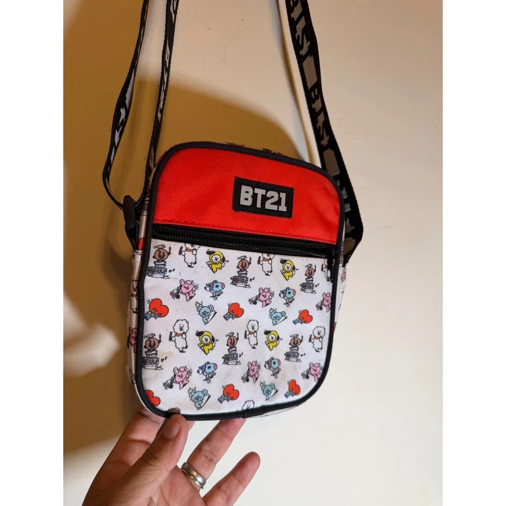 BT21 Crossbody Bag Line Friends Graphic Print Red White Small Unisex